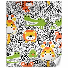 Seamless Pattern With Wildlife Cartoon Canvas 8  X 10  by Simbadda