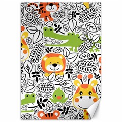 Seamless Pattern With Wildlife Cartoon Canvas 12  X 18  by Simbadda