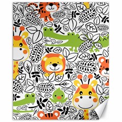 Seamless Pattern With Wildlife Cartoon Canvas 16  X 20  by Simbadda