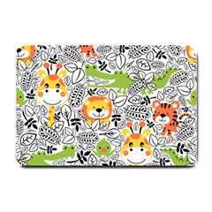 Seamless Pattern With Wildlife Cartoon Small Doormat by Simbadda