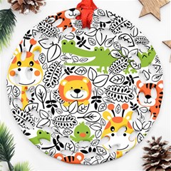 Seamless Pattern With Wildlife Cartoon Ornament (round Filigree) by Simbadda