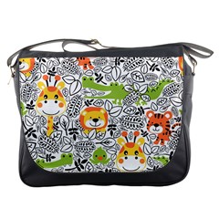 Seamless Pattern With Wildlife Cartoon Messenger Bag by Simbadda