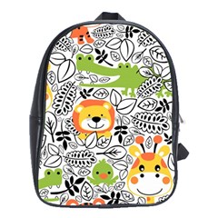 Seamless Pattern With Wildlife Cartoon School Bag (xl) by Simbadda