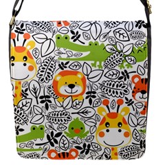 Seamless Pattern With Wildlife Cartoon Flap Closure Messenger Bag (s) by Simbadda