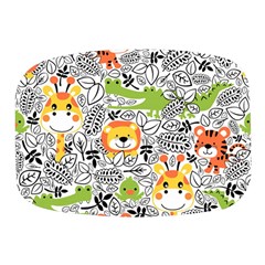 Seamless Pattern With Wildlife Cartoon Mini Square Pill Box by Simbadda