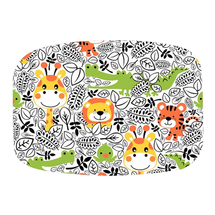 Seamless Pattern With Wildlife Cartoon Mini Square Pill Box