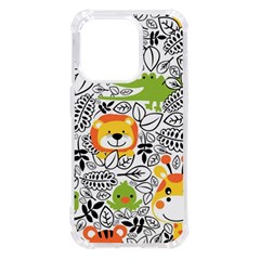 Seamless Pattern With Wildlife Cartoon Iphone 14 Pro Tpu Uv Print Case