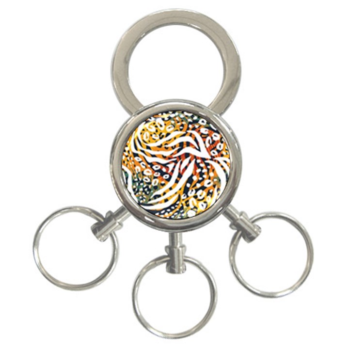 Abstract Geometric Seamless Pattern With Animal Print 3-Ring Key Chain