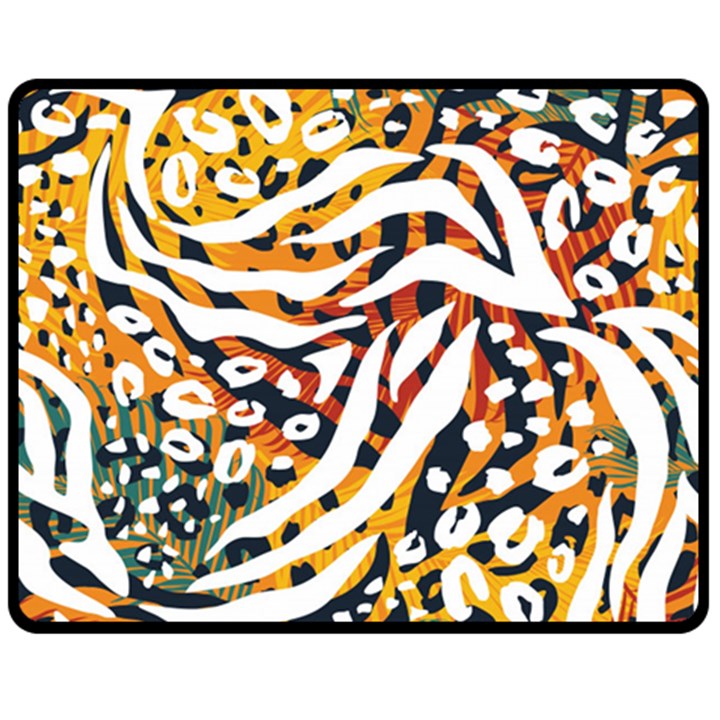 Abstract Geometric Seamless Pattern With Animal Print Two Sides Fleece Blanket (Medium)