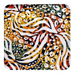 Abstract Geometric Seamless Pattern With Animal Print Square Glass Fridge Magnet (4 Pack)