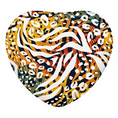 Abstract Geometric Seamless Pattern With Animal Print Heart Glass Fridge Magnet (4 Pack) by Simbadda