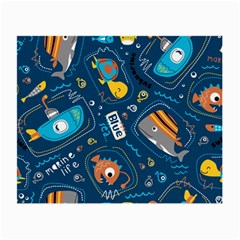 Seamless Pattern Vector Submarine With Sea Animals Cartoon Small Glasses Cloth (2 Sides) by Simbadda