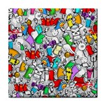 Graffiti Characters Seamless Pattern Tile Coaster Front