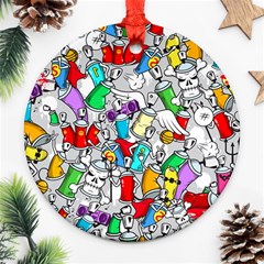 Graffiti Characters Seamless Pattern Ornament (Round)