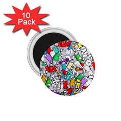 Graffiti Characters Seamless Pattern 1.75  Magnets (10 pack) 