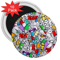 Graffiti Characters Seamless Pattern 3  Magnets (10 pack) 