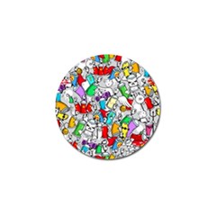 Graffiti Characters Seamless Pattern Golf Ball Marker by Simbadda