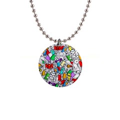 Graffiti Characters Seamless Pattern 1  Button Necklace