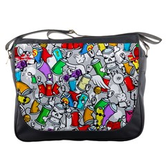 Graffiti Characters Seamless Pattern Messenger Bag by Simbadda