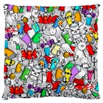 Graffiti Characters Seamless Pattern Standard Premium Plush Fleece Cushion Case (One Side) Front