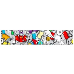 Graffiti Characters Seamless Pattern Small Premium Plush Fleece Scarf by Simbadda