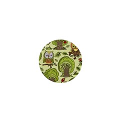 Seamless Pattern With Trees Owls 1  Mini Buttons by Simbadda