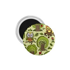 Seamless Pattern With Trees Owls 1 75  Magnets by Simbadda