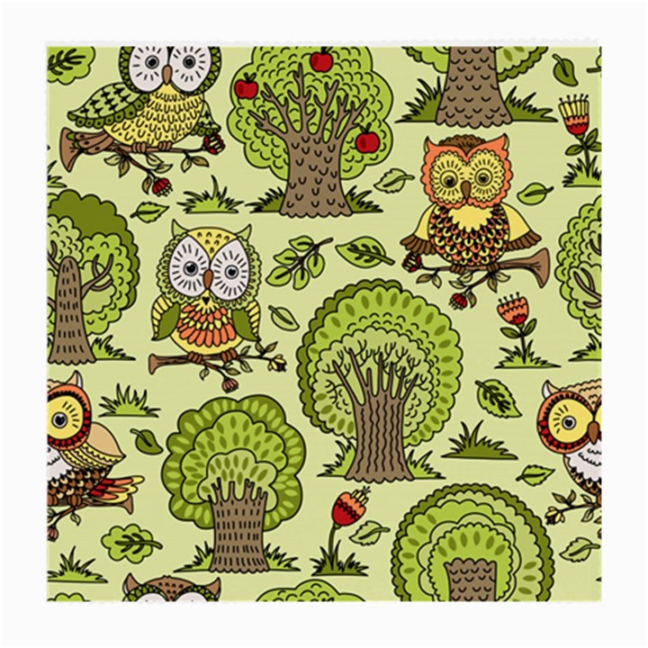 Seamless Pattern With Trees Owls Medium Glasses Cloth (2 Sides)