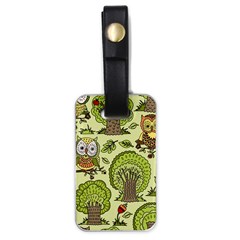 Seamless Pattern With Trees Owls Luggage Tag (one Side) by Simbadda