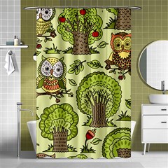 Seamless Pattern With Trees Owls Shower Curtain 48  X 72  (small)  by Simbadda