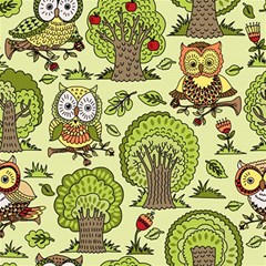 Seamless Pattern With Trees Owls Play Mat (rectangle) by Simbadda