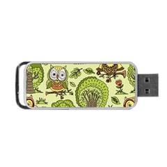 Seamless Pattern With Trees Owls Portable Usb Flash (one Side) by Simbadda