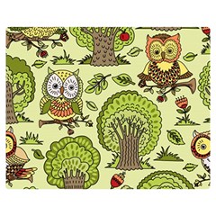 Seamless Pattern With Trees Owls Two Sides Premium Plush Fleece Blanket (medium) by Simbadda