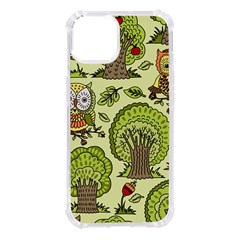 Seamless Pattern With Trees Owls Iphone 14 Tpu Uv Print Case