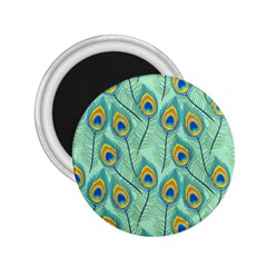 Lovely Peacock Feather Pattern With Flat Design 2 25  Magnets by Simbadda