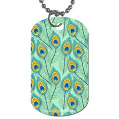 Lovely Peacock Feather Pattern With Flat Design Dog Tag (one Side) by Simbadda