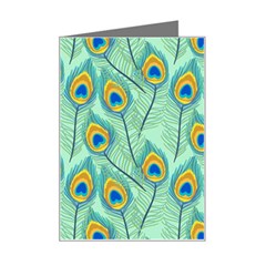 Lovely Peacock Feather Pattern With Flat Design Mini Greeting Card by Simbadda