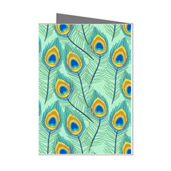 Lovely Peacock Feather Pattern With Flat Design Mini Greeting Cards (pkg Of 8) by Simbadda