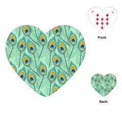 Lovely Peacock Feather Pattern With Flat Design Playing Cards Single Design (heart) by Simbadda