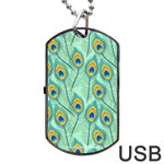 Lovely Peacock Feather Pattern With Flat Design Dog Tag USB Flash (One Side) Front