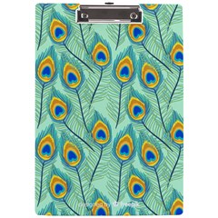 Lovely Peacock Feather Pattern With Flat Design A4 Acrylic Clipboard by Simbadda