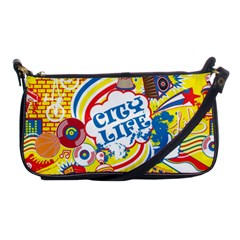 Colorful City Life Horizontal Seamless Pattern Urban City Shoulder Clutch Bag by Simbadda