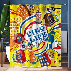 Colorful City Life Horizontal Seamless Pattern Urban City Shower Curtain 60  X 72  (medium)  by Simbadda