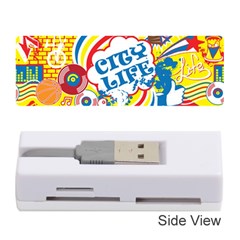 Colorful City Life Horizontal Seamless Pattern Urban City Memory Card Reader (stick) by Simbadda