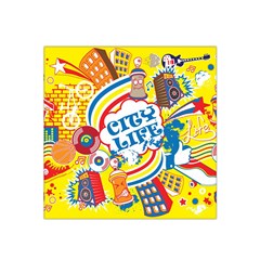 Colorful City Life Horizontal Seamless Pattern Urban City Satin Bandana Scarf 22  X 22  by Simbadda