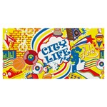 Colorful City Life Horizontal Seamless Pattern Urban City Banner and Sign 6  x 3  Front