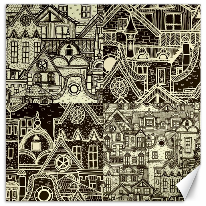 Four Hand Drawn City Patterns Canvas 12  x 12 