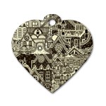 Four Hand Drawn City Patterns Dog Tag Heart (One Side) Front