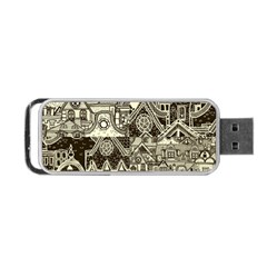 Four Hand Drawn City Patterns Portable Usb Flash (two Sides) by Simbadda