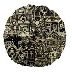 Four Hand Drawn City Patterns Large 18  Premium Round Cushions by Simbadda